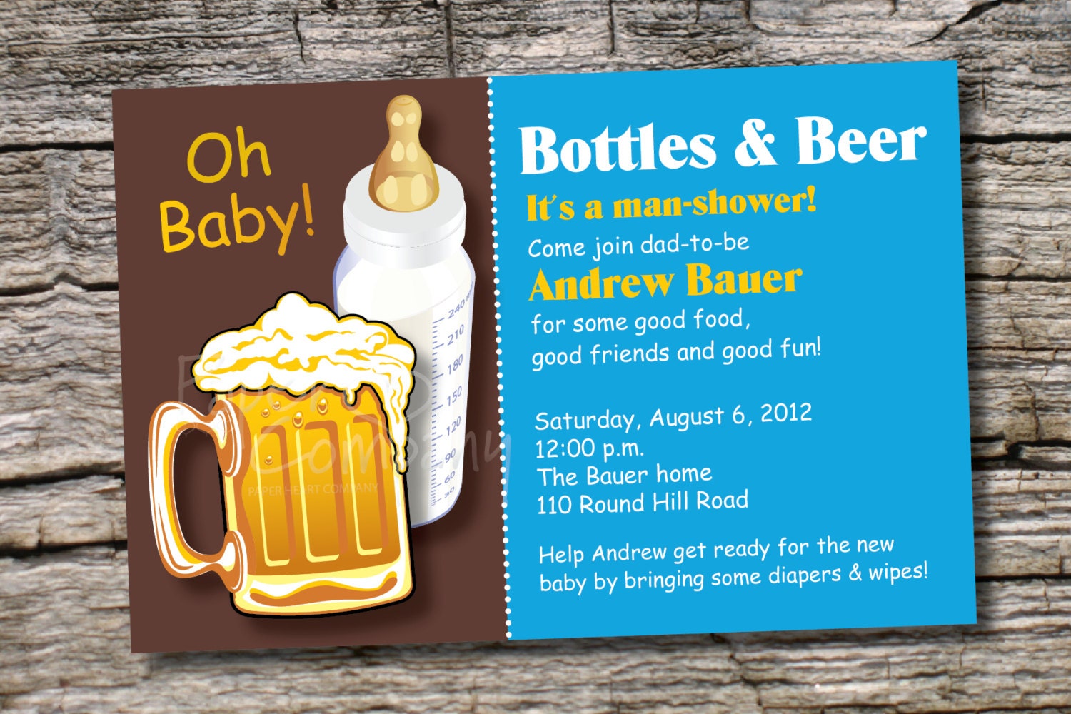 BOTTLES AND BEER Man Shower Babies Diaper Party Invitation Printable diy Customizable