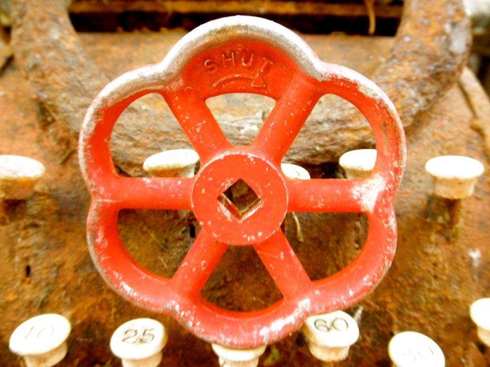1950s Red Valve Handle Knob // Industrial Red // Vintage // Repurpose // Steampunk // Art Assemblages // Funky Home Decor