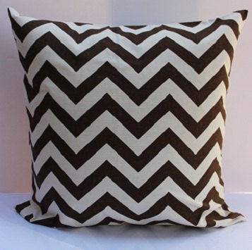 Brown and Natural Zig Zag Chevron 18" Pillow Cover