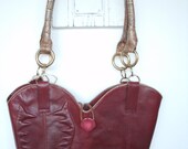 OOAK Eco-Friendly Leather Cowboy Boot Purse Cabernet