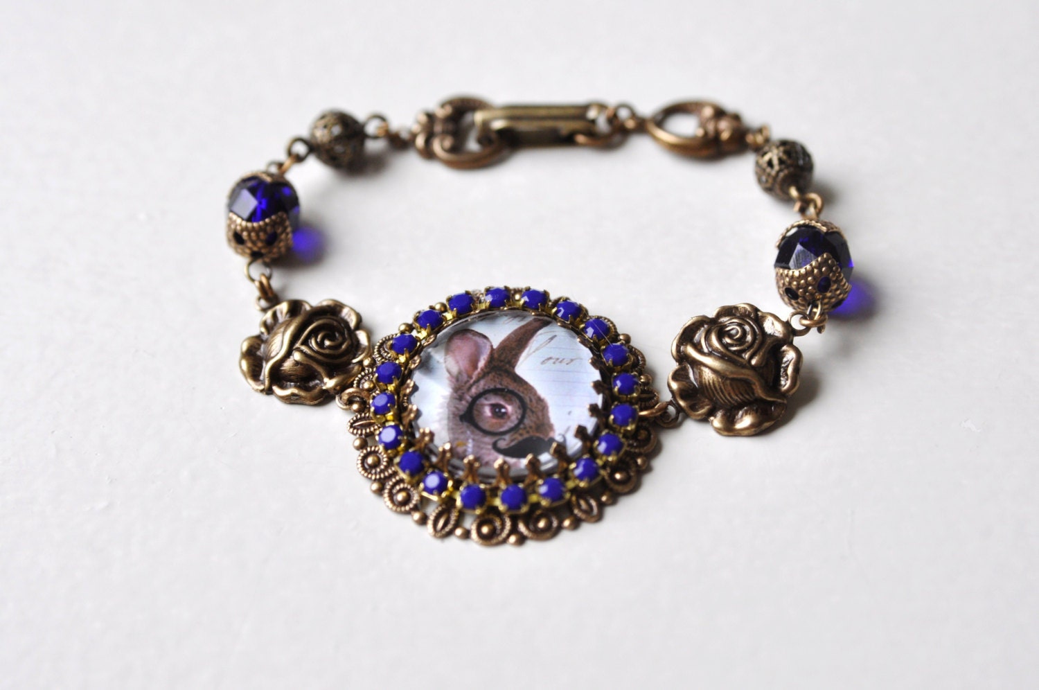 The intellectual Easter Bunny Bracelet, Crystal And Brass Photo Bracelet