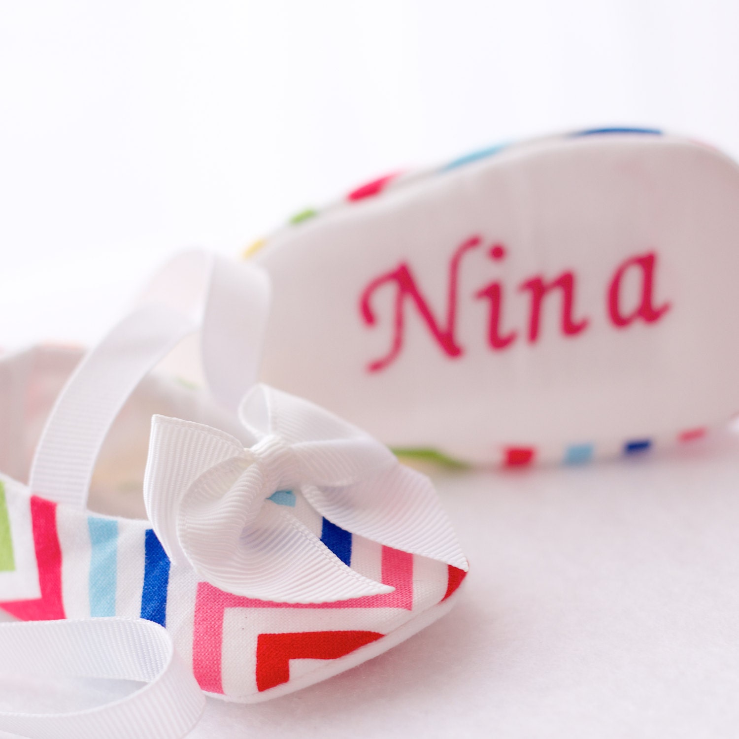 Baby Shoes, Free Personalization, Rainbow Chevron