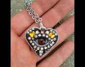 Small Eye Heart Pendant Necklace (brown)