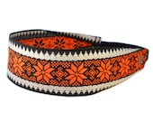 Joy, bright coral and black headband