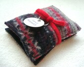 Hand Warmers Red & Gray Fair Isle Wool Rice Bag Handwarmers Eco Friendly by WormeWoole