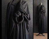 Goddess long black dress braided draped summer 2013 by Jevda one of a kind free size US 10 to 18
