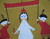 Emperor's clothes. Near mint Jangaard of Denmark cocktail napkin, mcm, collectible textile, fairy tale. Excellent condition.