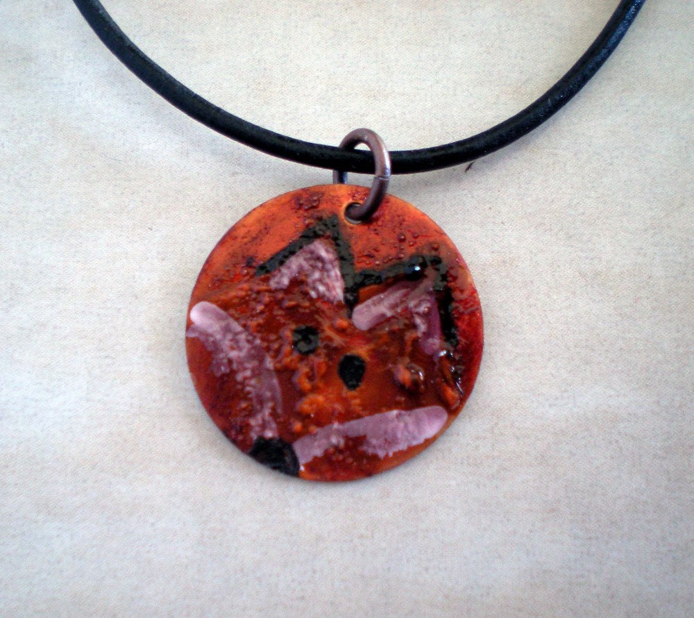 Fox Necklace: Fox Jewelry - HandPainted - Brass Jewelry - Unique Jewelry - Cute Jewelry - Animal Jewelry