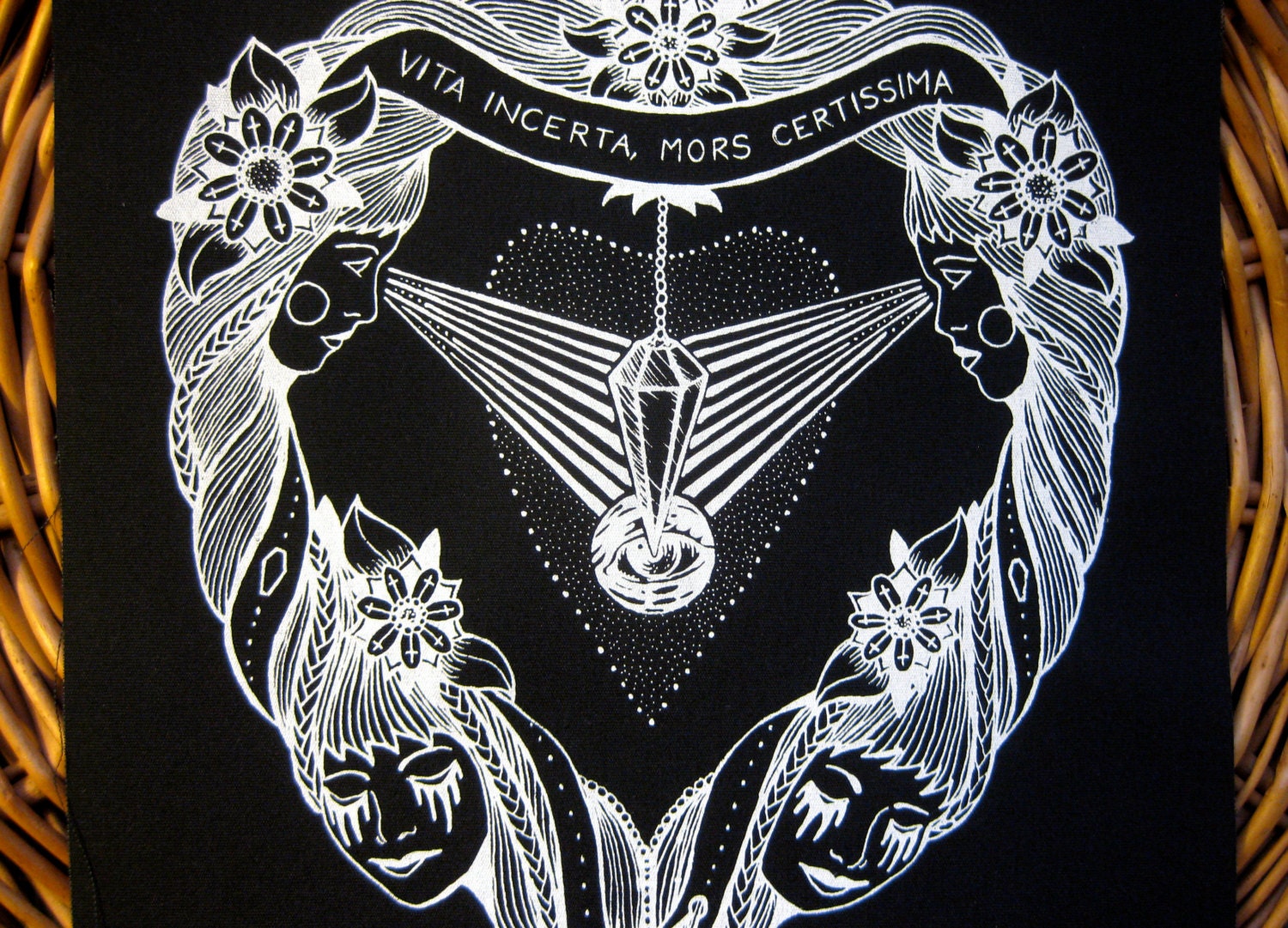 The Mimes of Death handmade screen printed BACK PATCH, white on black