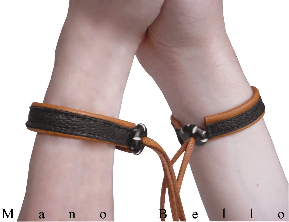 Leather Friendship Bracelet Mens Women Leather Cuff Wristband with Bone Bead, in stock