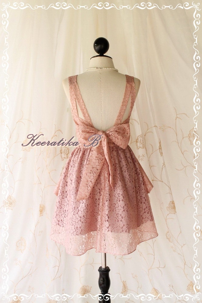A Party - Cocktail Prom Party Dinner Wedding Bridesmaid Night Dress Pink Nude Color Backless Dress