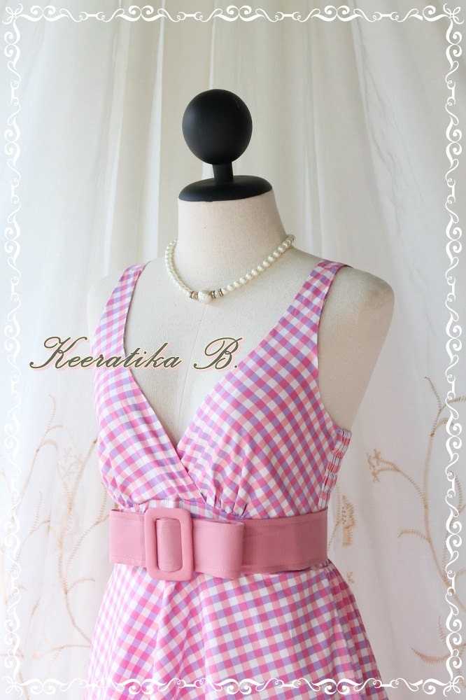 Princess Lulla Summer Dress - Sweet Cutie Spring Summer Dress Checkered Sundress Princess Lulla Collection Pink/Lilac Color Party Dress