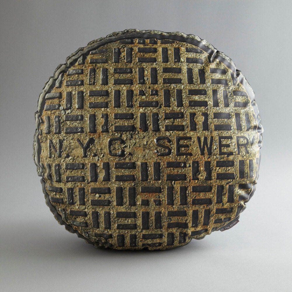 NYC Sewer Canvas Printed Pillow LARGE