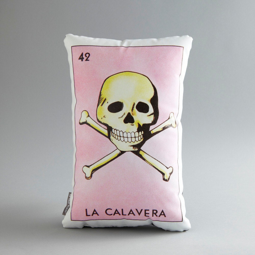 La Calavera Loteria Canvas Printed Pillow