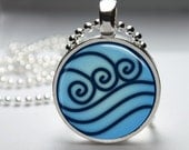 Avatar Water Tribe Glass Tile Necklace Metal Setting INCLUDES Chain