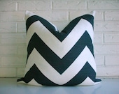 Pillow Cover Decorative Throw Cushion - Large Chevron Zig Zag Print - Charcoal Gray White - Bold Modern Glam