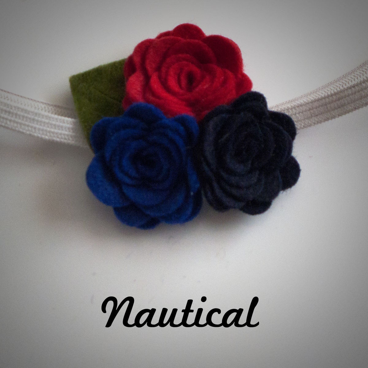 The Jane Headband in Nautical- Felt Flower Headband for Newborns through Adults