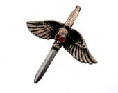 Men's: Gothic/Steampunk/Rock n' Roll - Winged Sword with Skull Pin