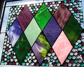 Gorgeous stained glass window treatment or GARDEN ART DECOR...