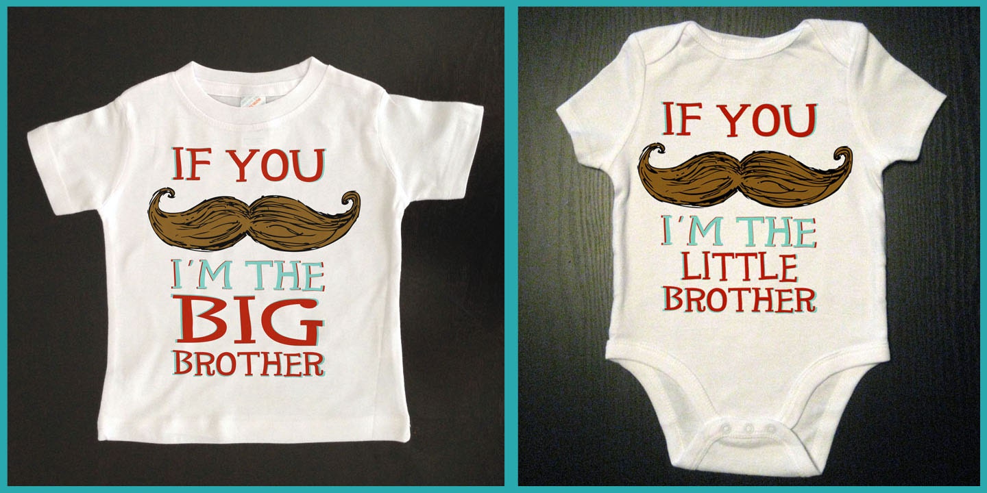 Funny 2 pack Mustache Shirt & One Piece Bodysuit - Big Brother and Little Brother - Brothers Mustache Shirt - Baby and Toddler Clothes