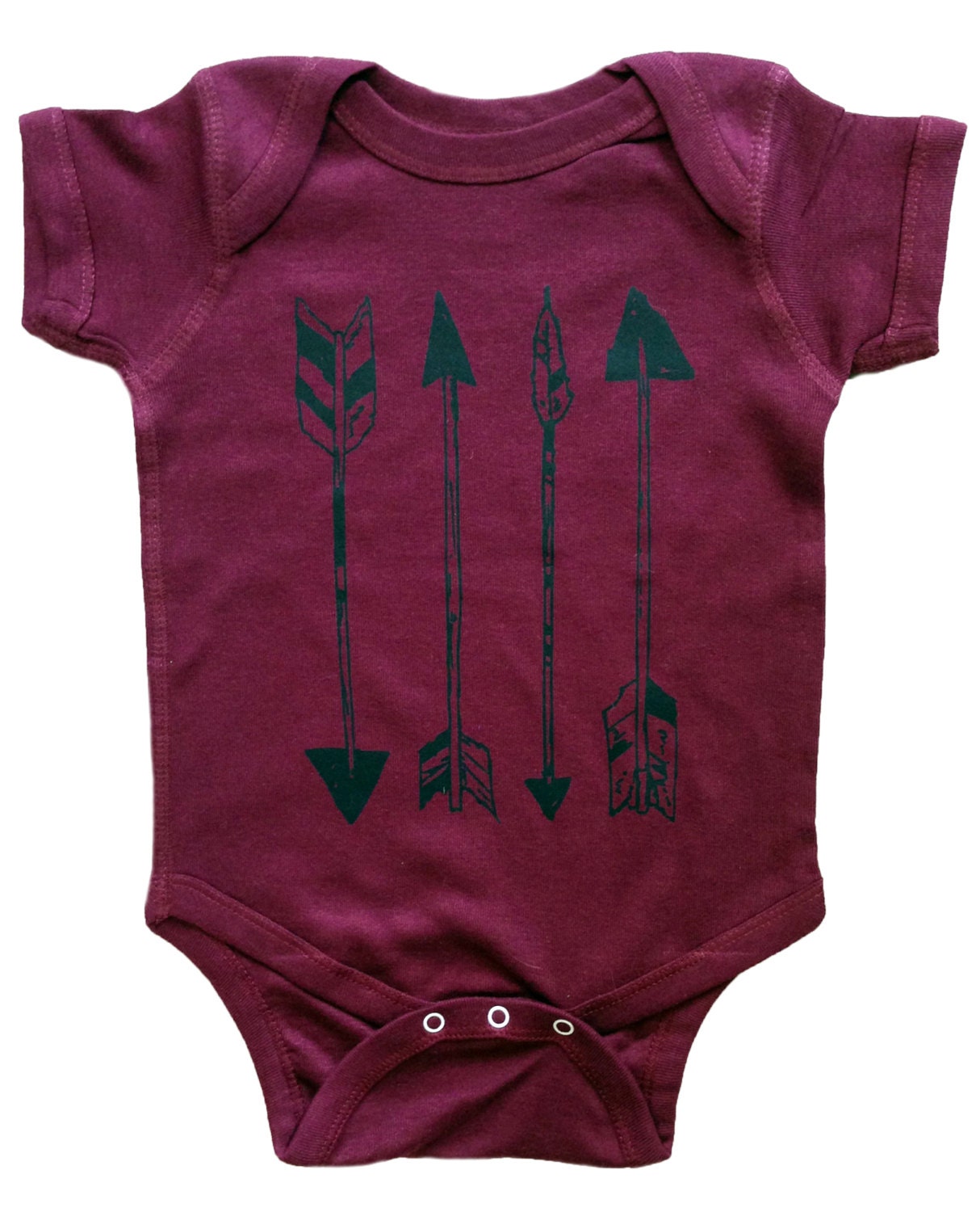 Arrows - Maroon Baby Bodysuit - Maroon Baby Shirt with Black Arrows - Children's Clothing -  8 colors available