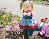 NEW.. Summer Red and Blue Ruffle Top and Capris... PERFECT for 4th of JULY.. Size 6m-6Y