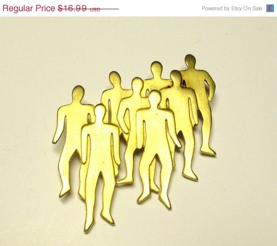 25%OFF VINTAGE Modernist Brooch JJ 1988 Signed Walking Dancing People Pin