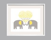 Yellow and Gray Elephant Art You Are My Sunshine " You'll never know dear" Art Print  11x14  many colors by YassisPlace