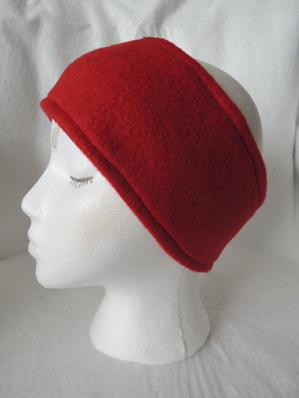 Red Fleece Headband, Ear Warmer, Ear Muff, Ear Band, Head Wrap, Head Wear, Head Band, Hair Band, Head Warmer, Ear Covering