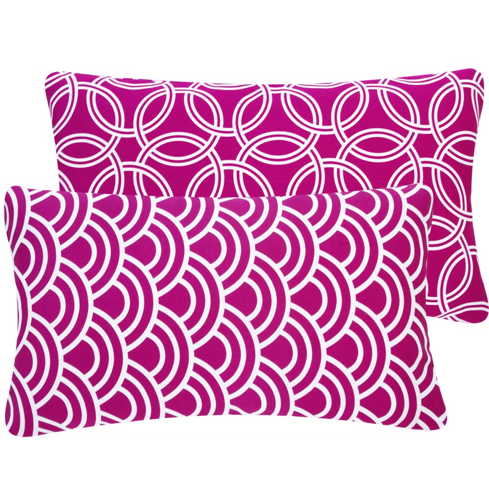 Purple and White Decorative Cover - 12x20 Lumbar - Michael Miller Pillow - The Bold and The Beautiful Purple Collection
