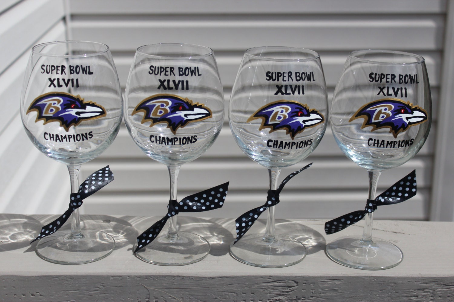 Baltimore Ravens Superbowl Champions wine glass set of 4