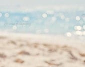 Sparkling Sea Photography Print (5x7) - Turquoise Aqua Ocean Golden Sand Sparkling Light Beach Wall Art