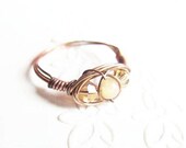 petite cold sunrise ring - romantic wire wrapped copper ring with gorgeous yellow jade eye
