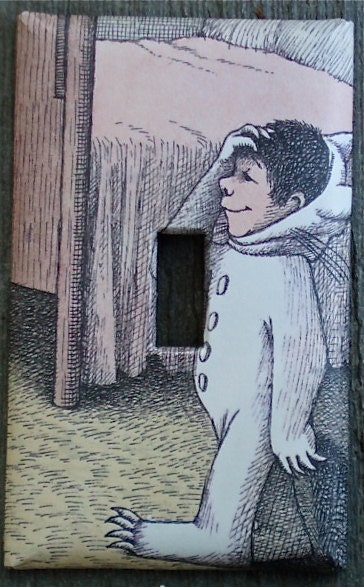 Where the Wild Things Are Light Switch Plate / Upcycled / Recycled