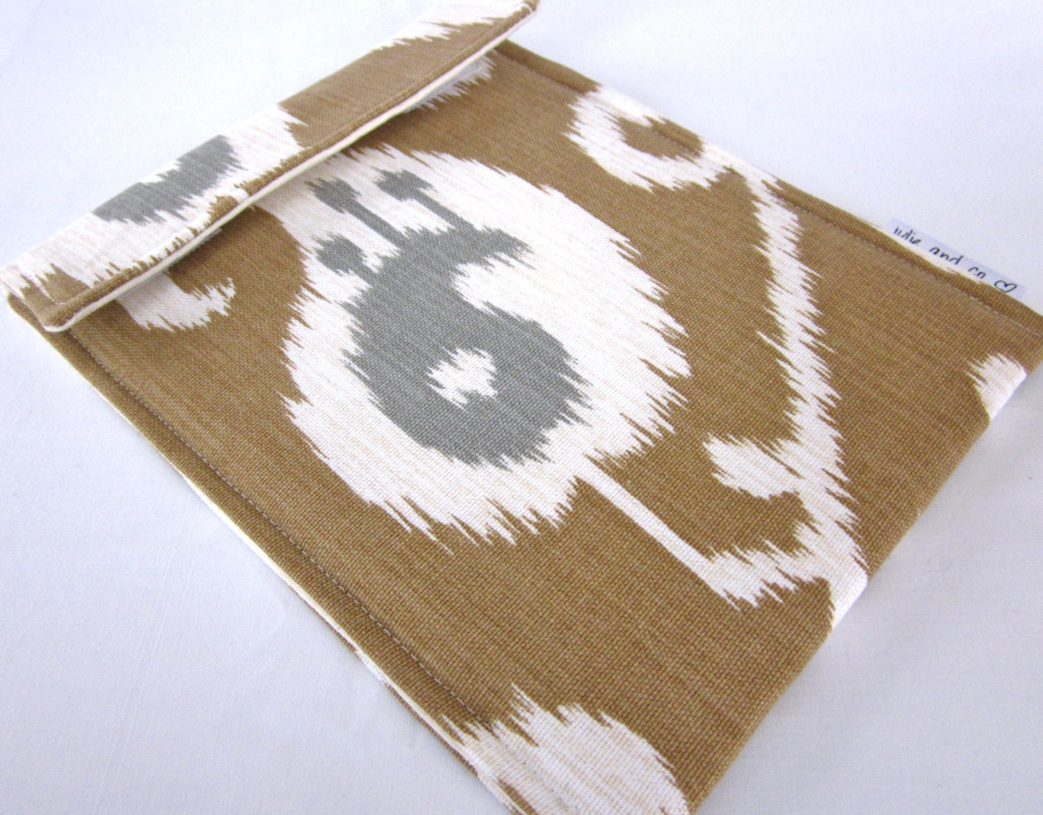 iPad mini OR Kindle Fire OR nook HD sleeve - blue tan ikat designer fabric - gadget case cover - suzani decorator ready to ship