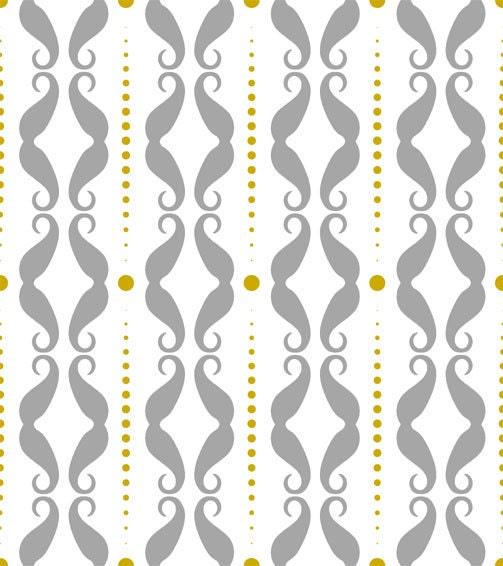 Mustache Dotted Stripes - Home decor weight fabric - Cotton Linen - Fat Quarter (27"x18") Ready to ship