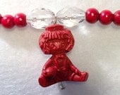 Handcrafted,Raggedy Ann Girls Necklace Girls Birthday Gift Jewellry for Children Beaded Red Summer Kids Necklace Childrens Necklaces