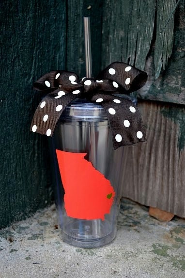 State Monogram Tumbler - 16oz - You Choose State - Tumbler cup with Lid & Straw - Bridesmaid Gift - Bridal Gift