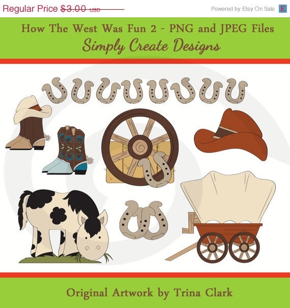 SALE Cowboy Old West Clipart Western Country Clip Art Commercial and Personal Use Il_170x135