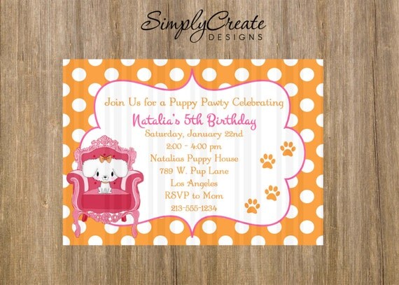 Puppy Party Invite Puppy Invitation 5x7 Jpeg DIGITAL File Il_570xn