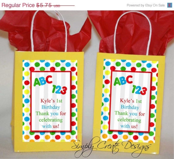 SALE 1st Birthday ABC 123 Favor Tag DIGITAL File 4x6 Jpeg Digital File Personalized Il_570xn