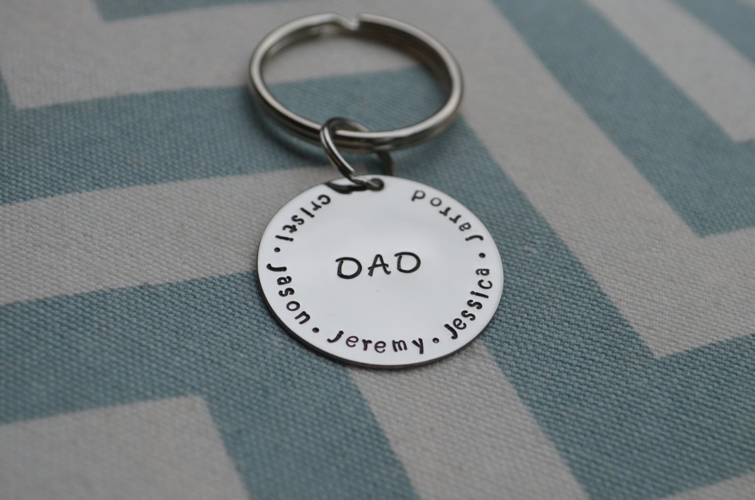 Personalized Hand Stamped Dad Key Chain