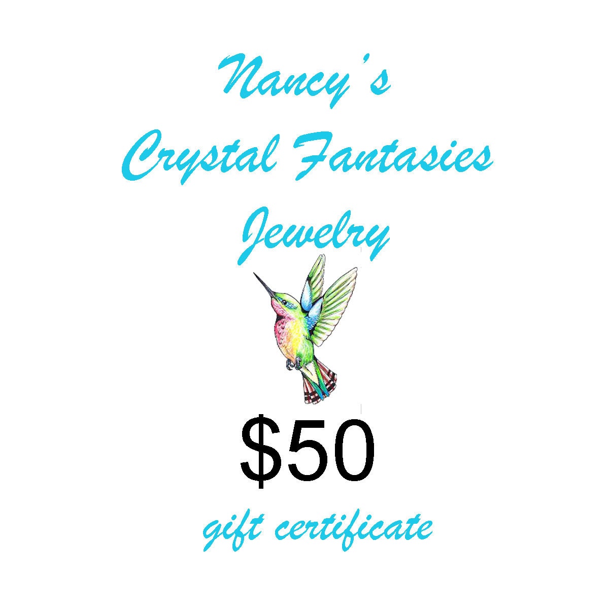 50 Dollar Gift Certificate, Christmas Gift, Last Minute Gift, Jewelry Gift