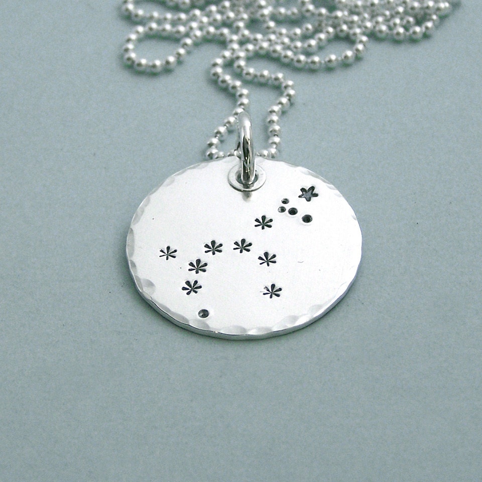 Monoceros - Unicorn Constellation Necklace - Hand Stamped Sterling Silver