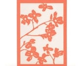 Dogwood - Papaya Orange - Paper Cut Greeting Card