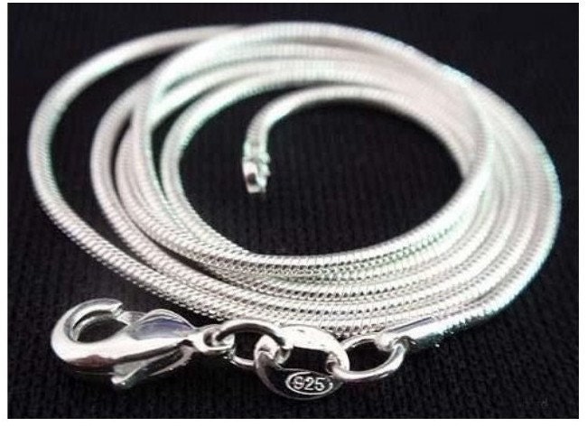 TWO 18 Inch 1.2 mm Sterling silver plated 925 snake chain