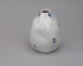Wavy porcelain vase with cobalt blue decoration
