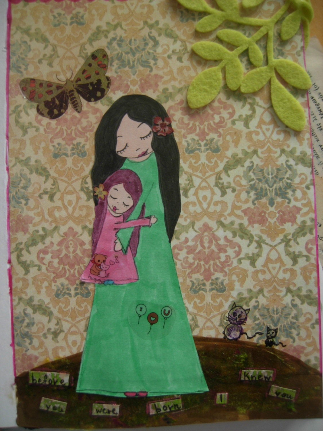 Before You Were Born I Knew You - Oiginal Mixed Media painting on watercolor paper by a Pink Dreamer