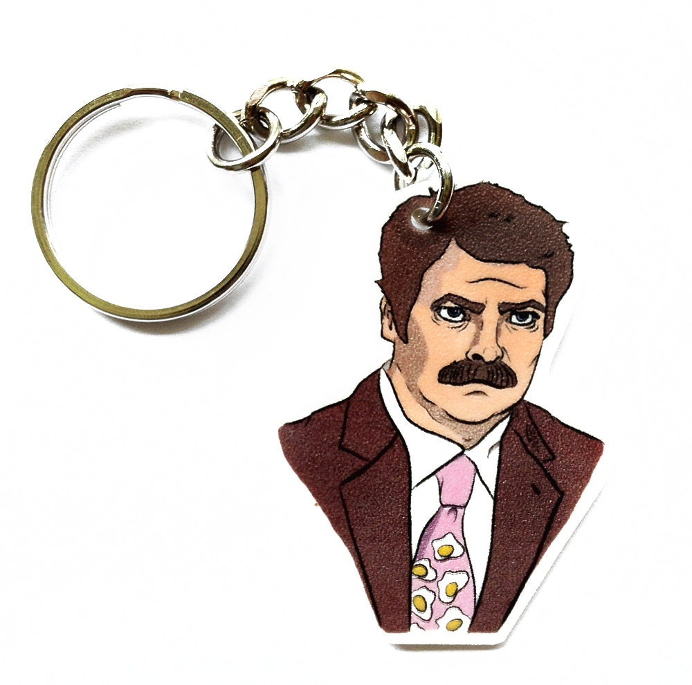 Ron Swanson - Got A Brand New Tie Keychain - Parks and Recreation