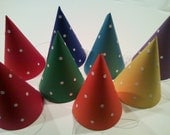 RAINBOW COLORED Party Hats (Set of 10) -- For all parties in primary colors